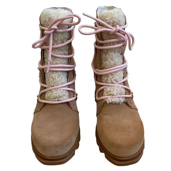 NEW sorel Joan of Arctic III Shearling Trim Waterproof Wedge leather Boot 5 36 - Picture 2 of 16
